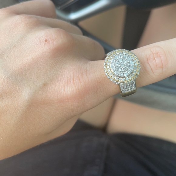 Men's gold diamond ring. 10kt gold, 2ct diamonds. - Picture 1 of 2